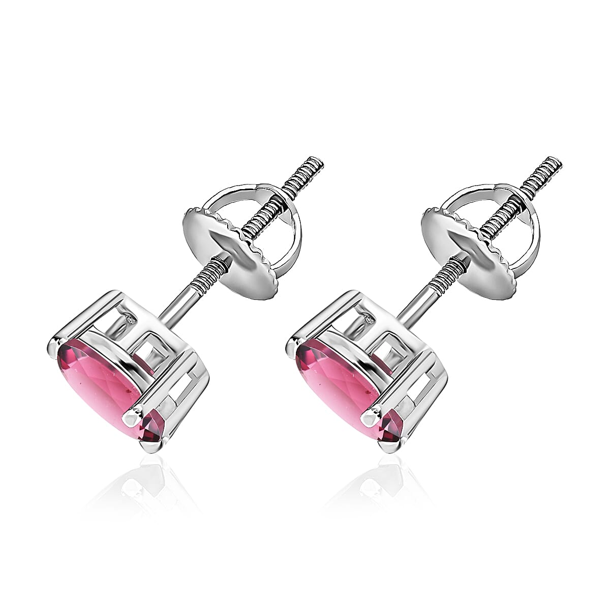 Rubellite Solitaire Stud Earrings in Platinum Overlay Sterling Silver 1.66 ct. 8000534 2
