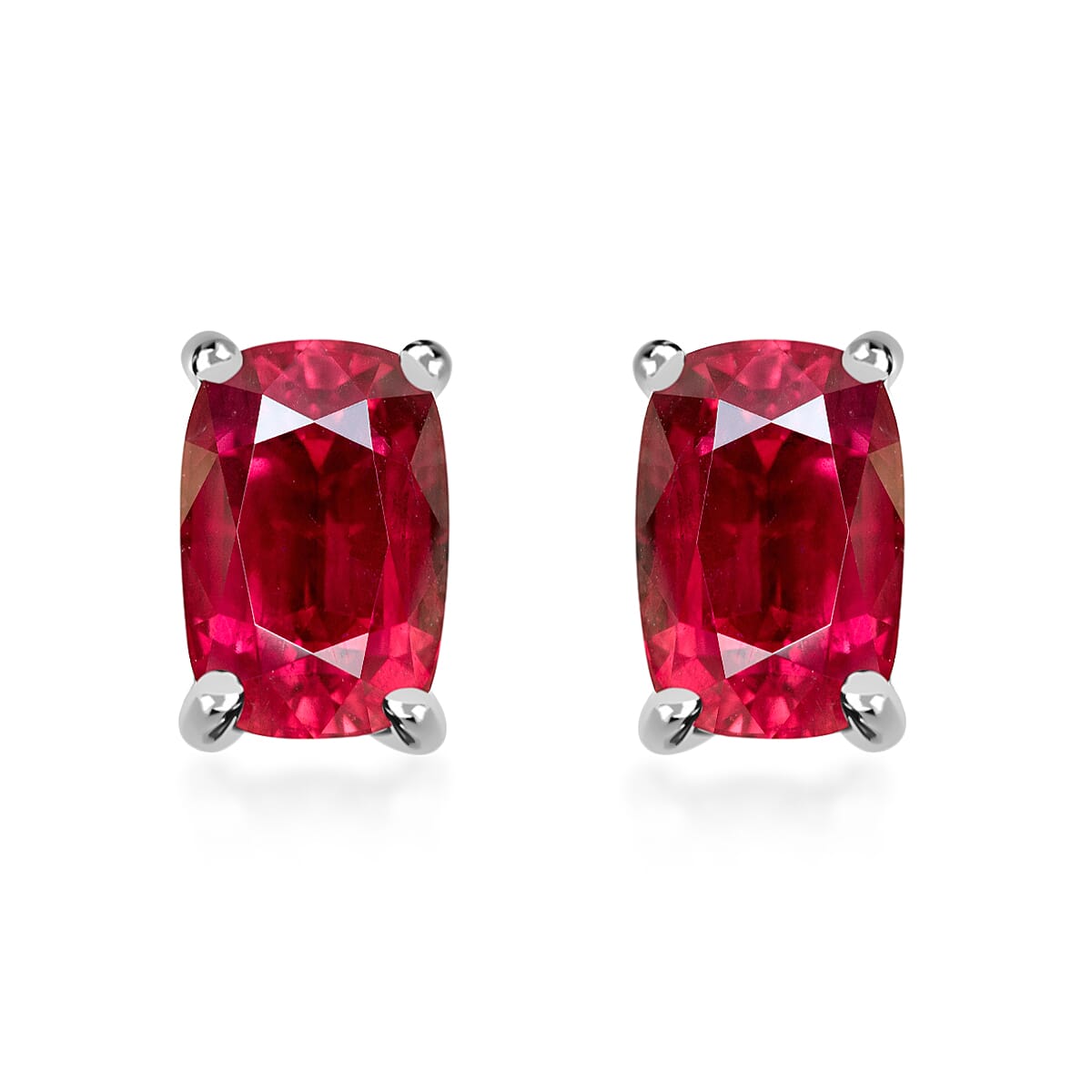 Rubellite Solitaire Stud Push Post Earring in Platinum Overlay Sterling Silver 0.630 Ct 8000544 0