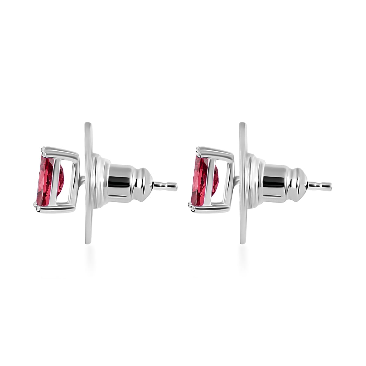Rubellite Solitaire Stud Push Post Earring in Platinum Overlay Sterling Silver 0.630 Ct 8000544 2