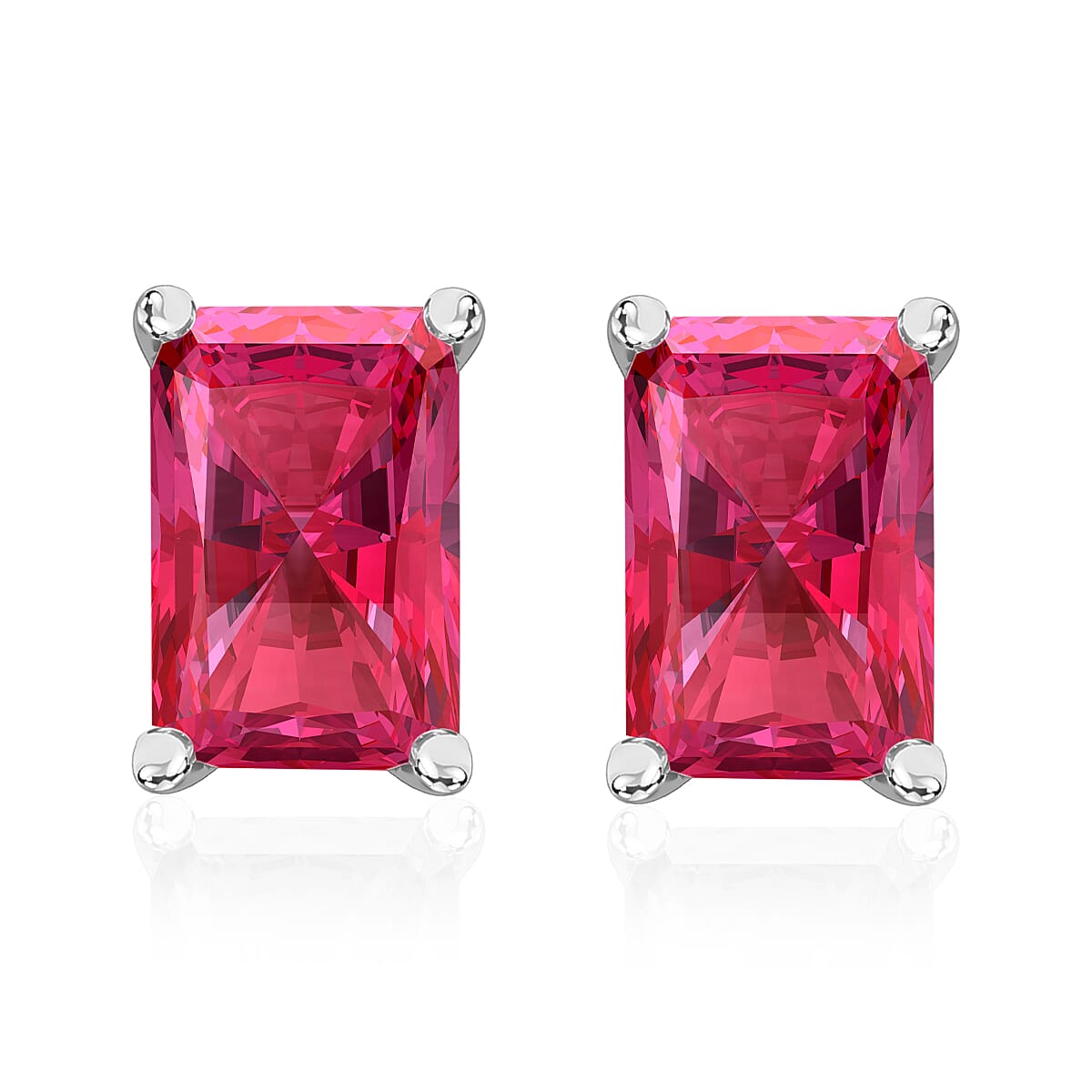 Rubellite Solitaire Stud Push Post Earring in Platinum Overlay Sterling Silver 1.220 Ct 8000564 0