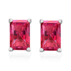 Rubellite  Solitaire Stud Push Post Earring in Platinum Overlay Sterling Silver 1.22 ct  1.220  Ct.