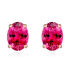 Rubellite  Solitaire Stud Push Post Earring in Vermeil RG Sterling Silver 1.66 ct  1.660  Ct.