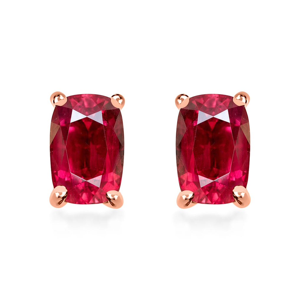 Rubellite  Solitaire Stud Push Post Earring in Vermeil RG Sterling Silver 0.63 ct  0.630  Ct.