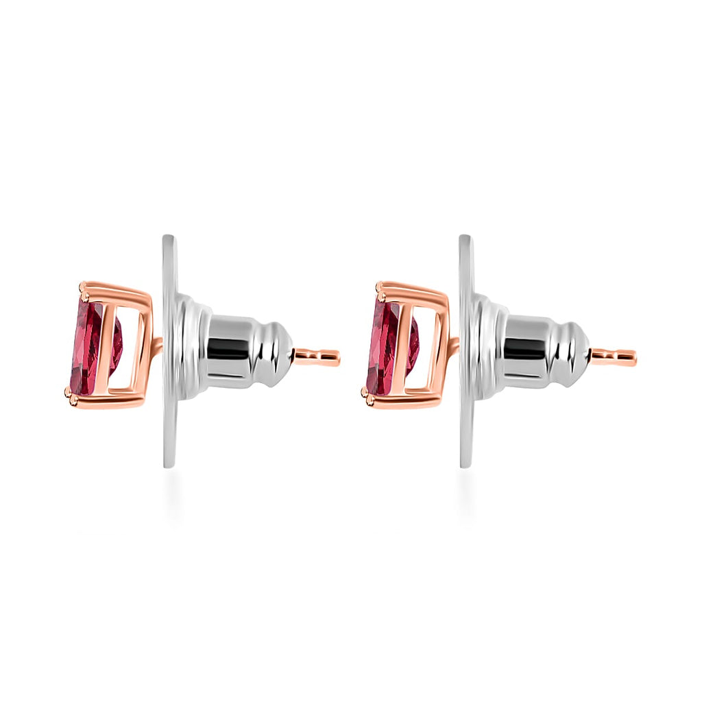 Rubellite  Solitaire Stud Push Post Earring in Vermeil RG Sterling Silver 0.63 ct  0.630  Ct.