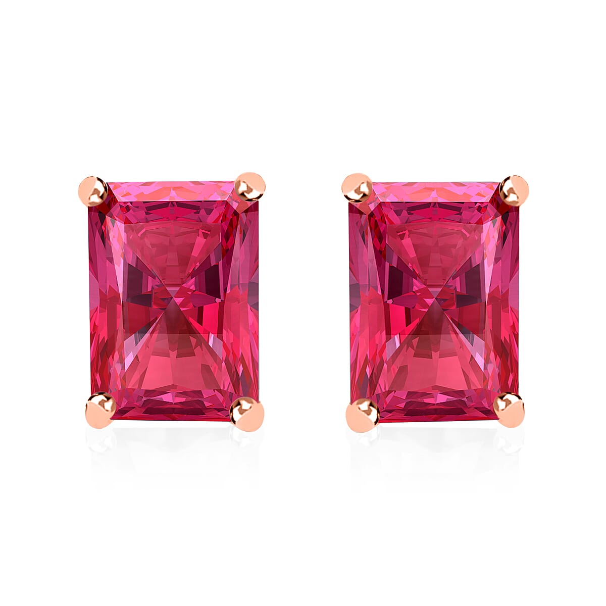 Rubellite Solitaire Stud Push Post Earring in Vermeil Rose Gold Sterling Silver 2.50 Ct 8000576 0