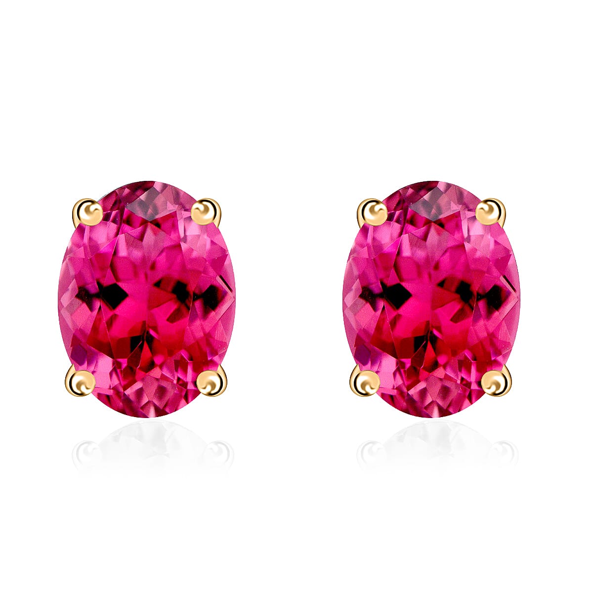 Rubellite Solitaire Stud Earrings in Vermeil Yellow Gold Plated Sterling Silver 1.66 ct. 8000535 0