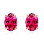 Rubellite  Solitaire Stud Push Post Earring in Vermeil YG Sterling Silver 1.66 ct  1.660  Ct.