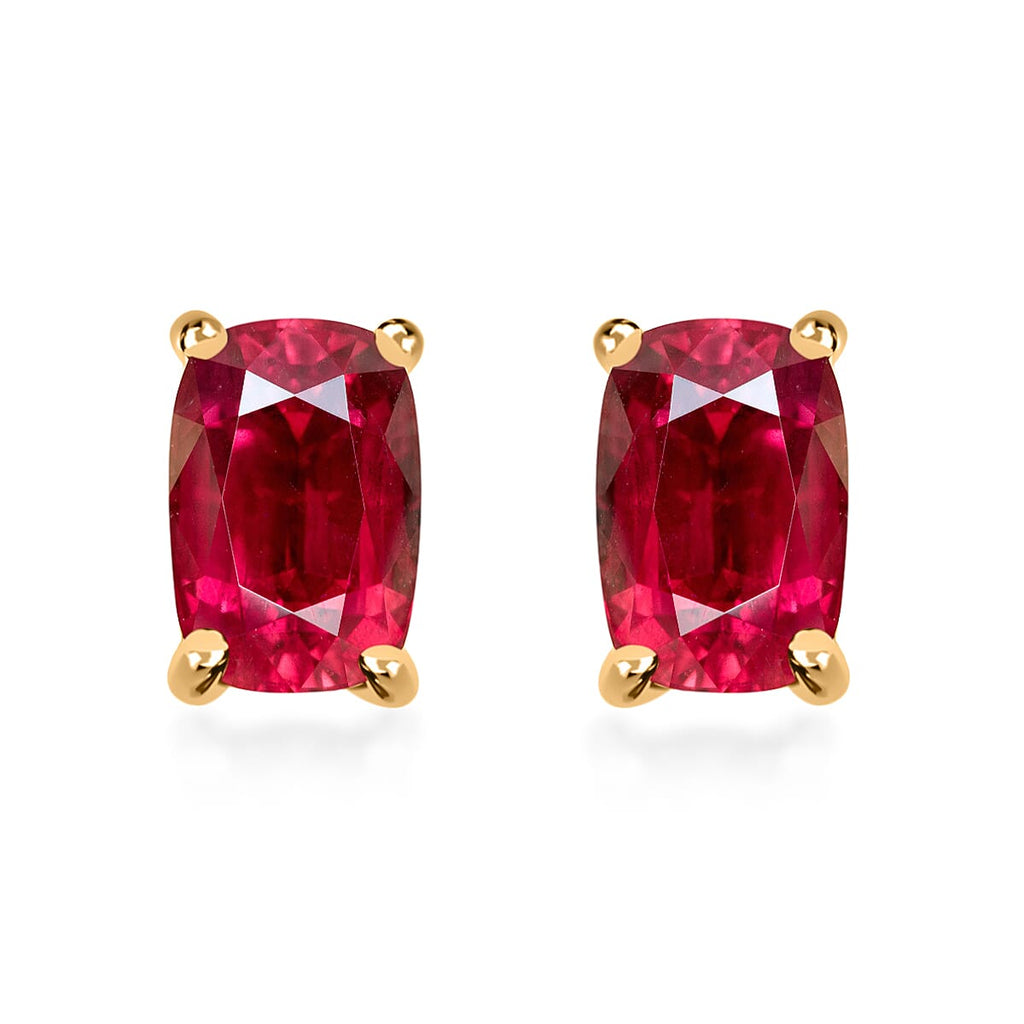 Rubellite  Solitaire Stud Push Post Earring in Vermeil YG Sterling Silver 0.63 ct  0.630  Ct.