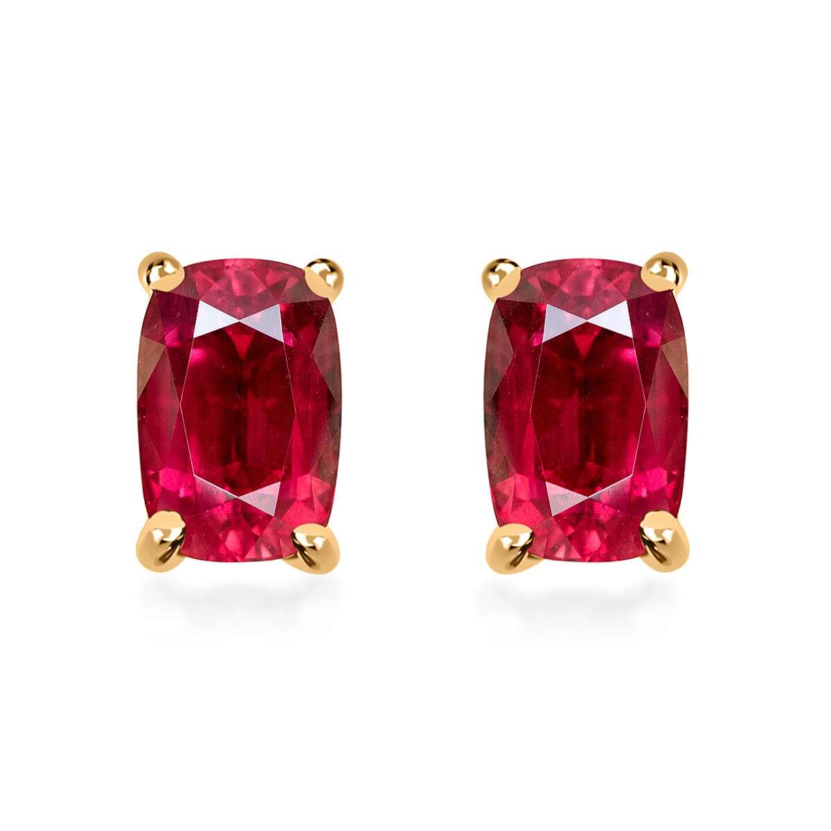 Rubellite Solitaire Stud Push Post Earring in Vermeil Yellow Gold Sterling Silver 0.630 Ct 8000545 0