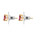 Rubellite  Solitaire Stud Push Post Earring in Vermeil YG Sterling Silver 0.63 ct  0.630  Ct.
