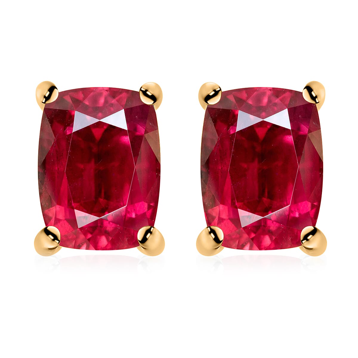 Rubellite Solitaire Stud Earrings in Vermeil Yellow Gold Plated Sterling Silver 2.05 ct. 8000555 0