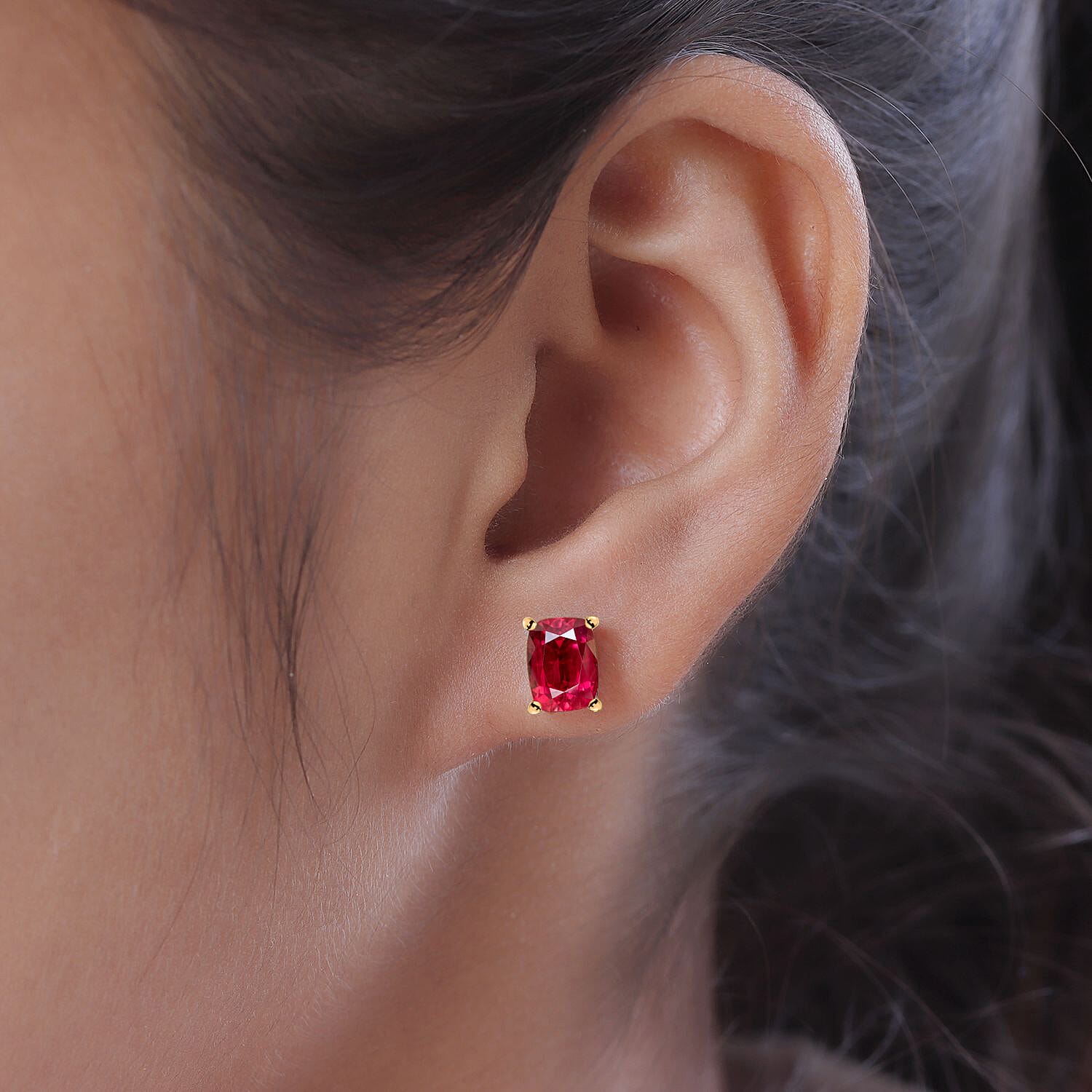 Rubellite Solitaire Stud Earrings in Vermeil Yellow Gold Plated Sterling Silver 2.05 ct. 8000555 1