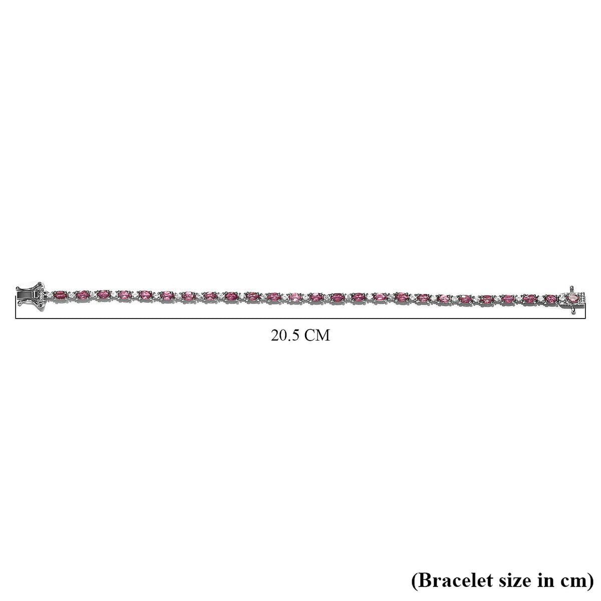 Rubellite with Natural Cambodian Zircon Tennis Bracelet (Size - 7.5) in Platinum Plated Sterling Silver 7.68 Ct, Silver Wt. 8.74 Gms 7021585 5
