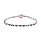 Rubellite and Natural Zircon Bracelet (Size - 8) in Platinum Overlay Sterling Silver 7.98 Ct, Silver Wt. 8.82 Gms