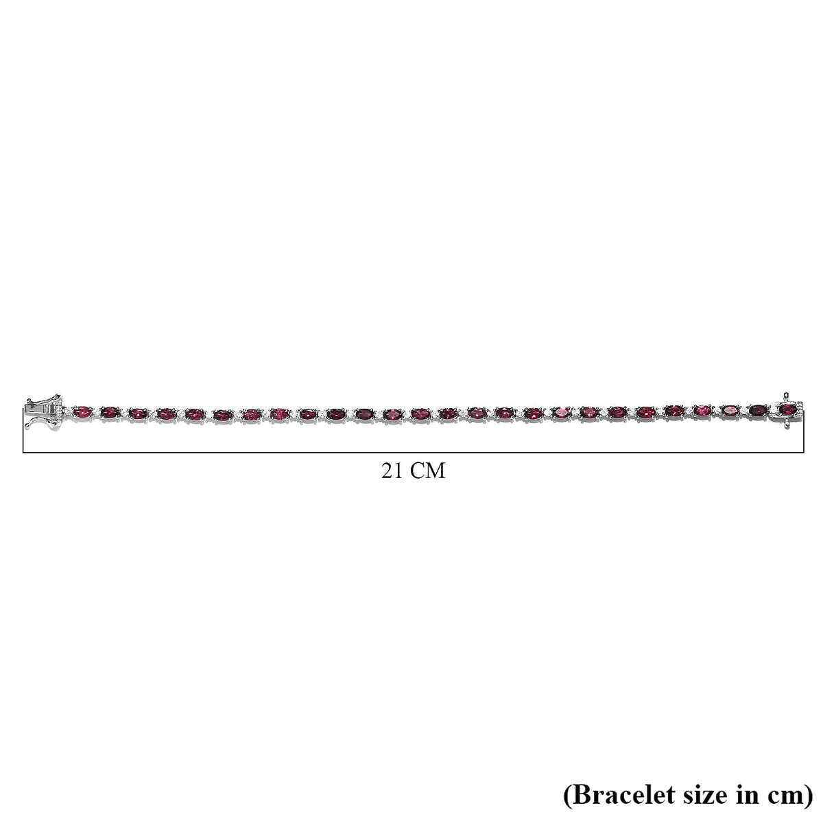 Rubellite with Natural Cambodian Zircon Tennis Bracelet (Size - 8) in Platinum Plated Sterling Silver 7.98 Ct, Silver Wt. 8.82 Gms 7021629 5