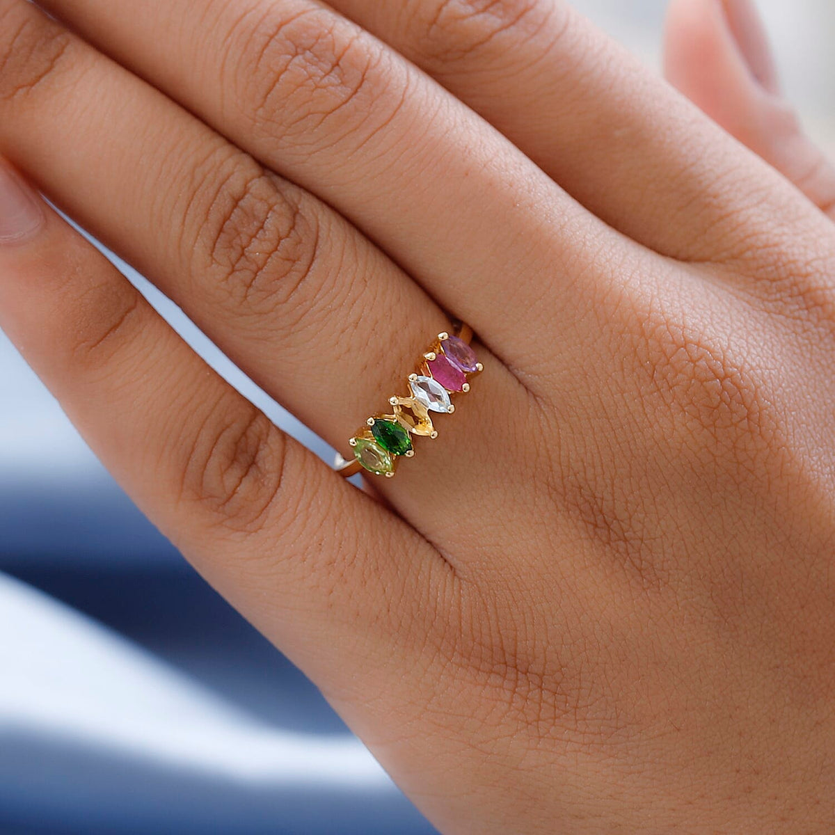 D'Joy - Multi Gemstone Ring in 18K Vermeil Yellow Gold Plated Sterling Silver 1.00 Ct. V32638629 3