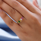 Ruby, Chrome Diopside, Blue Topaz, Amethyst, Peridot & Citrine Ring in 18K Vermeil Yellow Gold Plated Sterling Silver