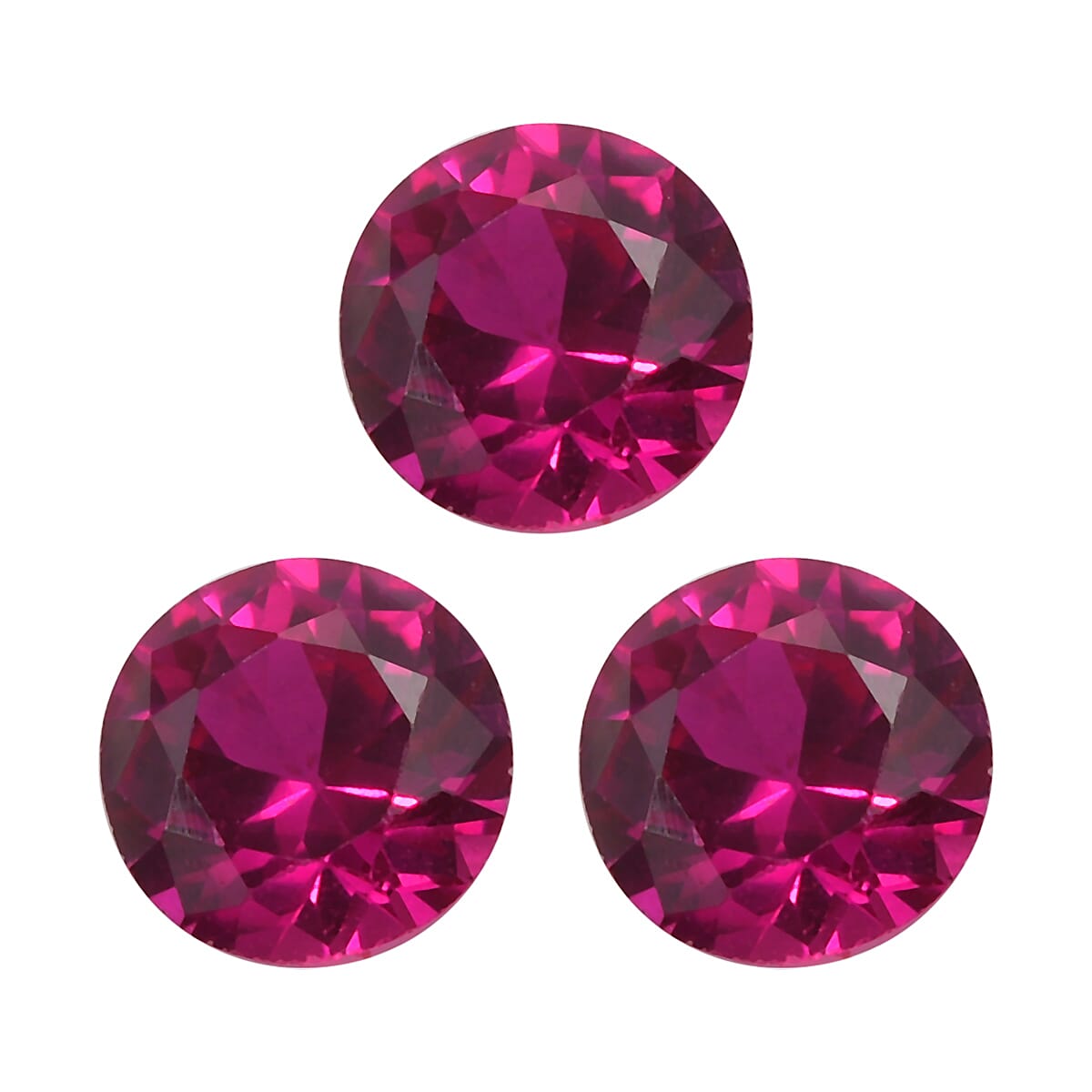 Set of 3 Ruby Cubic Zirconia Loose Gemstones in Round Shape 1.56 Ct. (5 mm) 8071024 0