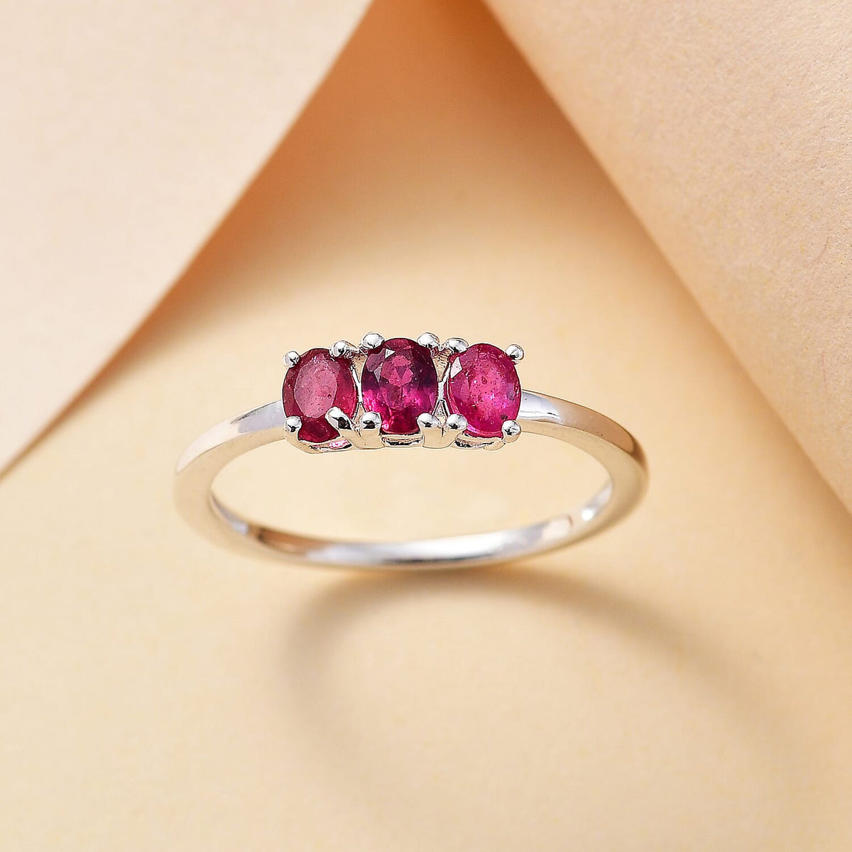 Ruby 3 Stone Ring in Sterling Silver 7832380 1