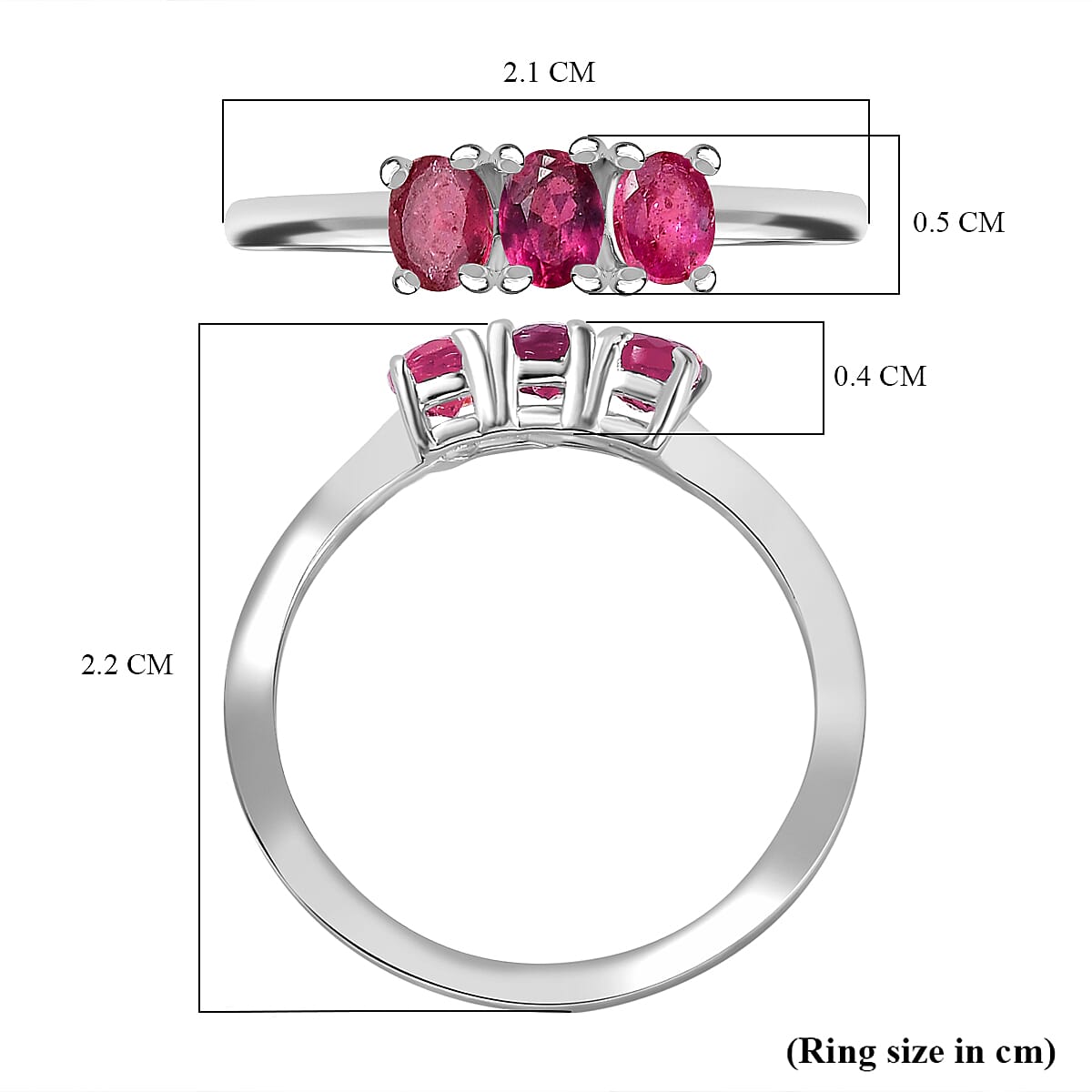 Ruby 3 Stone Ring in Sterling Silver 7832380 5