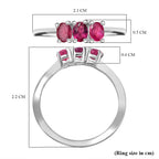 Ruby 3 Stone Ring in Sterling Silver