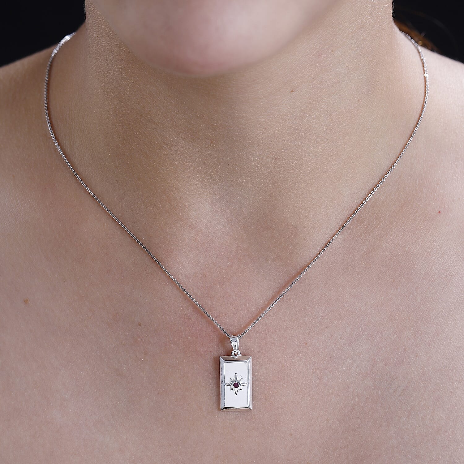 Ruby Ingot Bar Pendant in Sterling Silver 7832273 2