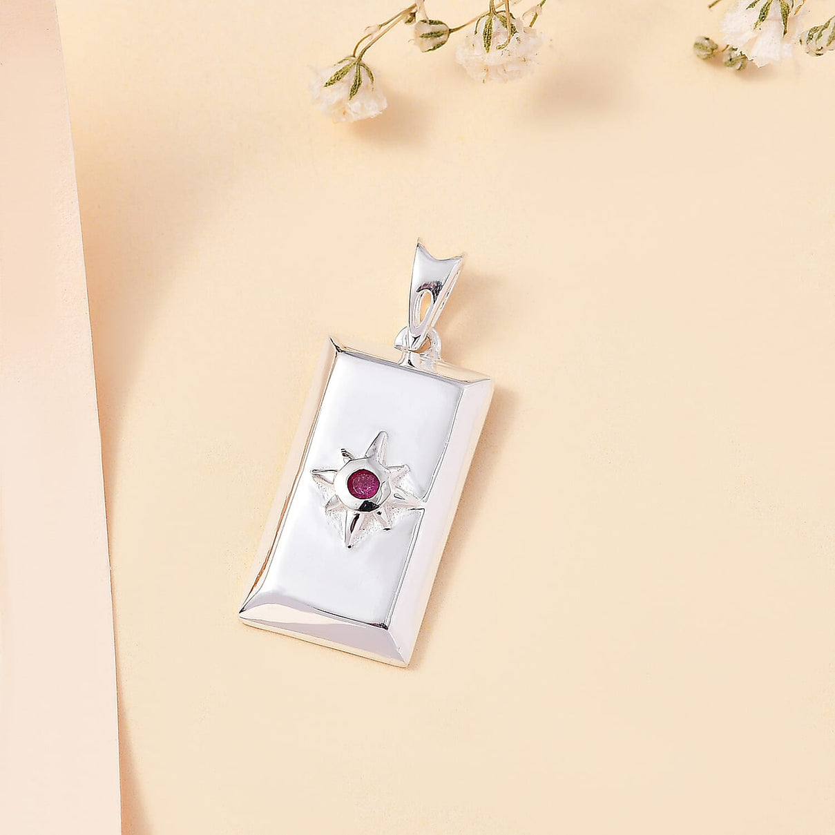 Ruby Ingot Bar Pendant in Sterling Silver 7832273 3