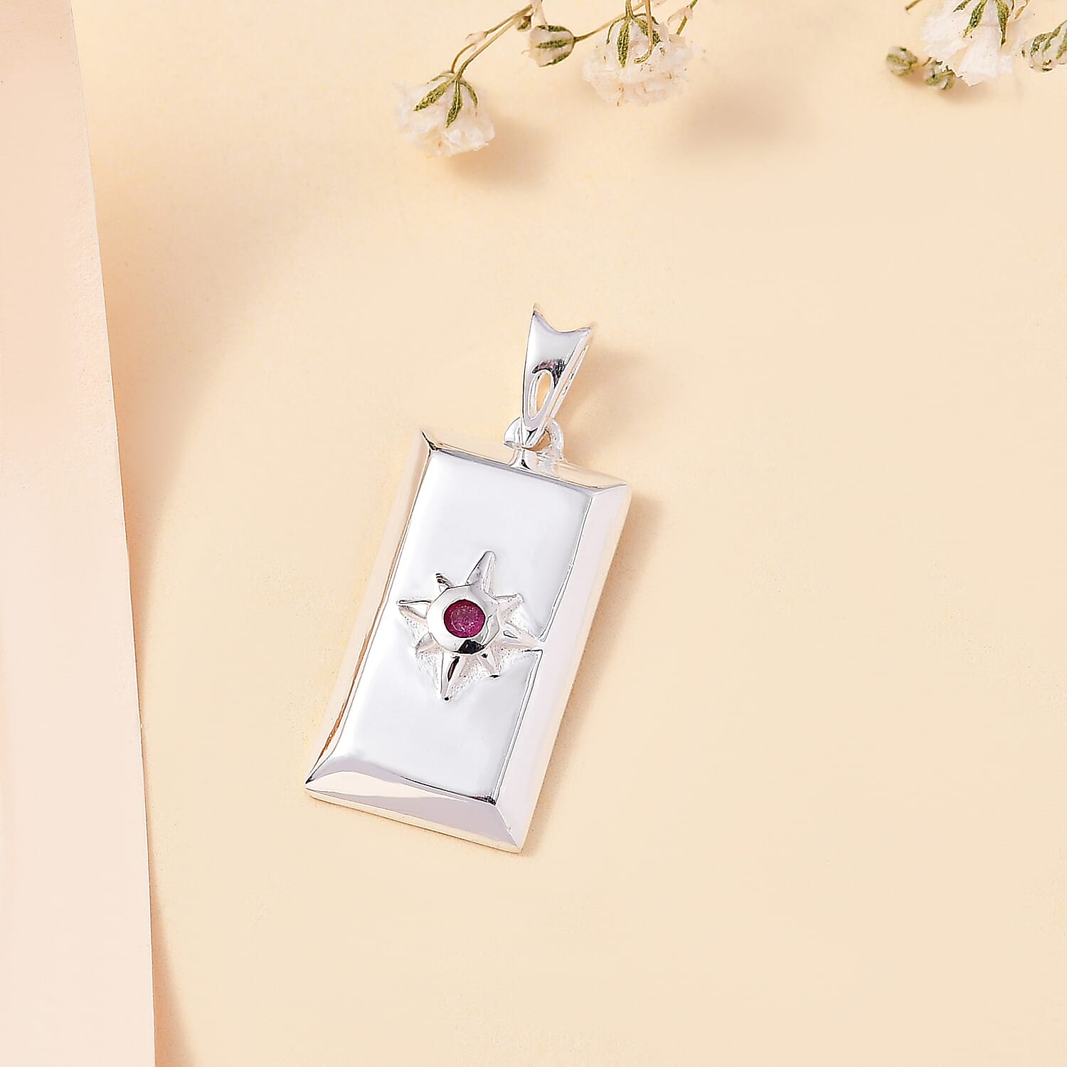 Ruby Ingot Bar Pendant in Sterling Silver 7832273 3