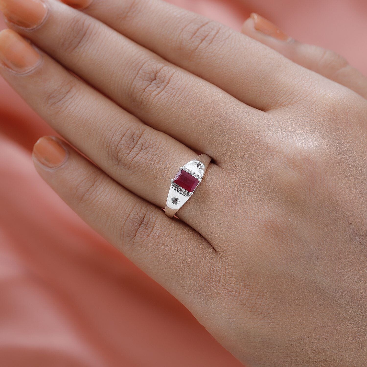 Cabo Delgado Ruby and Natural Cambodian Zircon Halo Ring in Sterling Silver 7260773 5