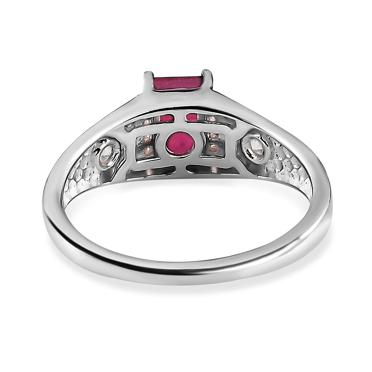 Cabo Delgado Ruby and Natural Cambodian Zircon Halo Ring in Sterling Silver 7260773 9