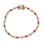 Burmese Ruby Bracelet (Size - 7.0) with GB Lock Box in 18K Vermeil Yellow Gold Plated Sterling Silver 2.35 Ct