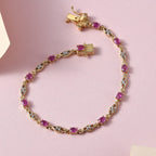 Burmese Ruby Bracelet (Size - 7.0) with GB Lock Box in 18K Vermeil Yellow Gold Plated Sterling Silver 2.35 Ct
