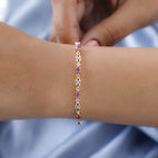 Burmese Ruby Bracelet (Size - 7.0) with GB Lock Box in 18K Vermeil Yellow Gold Plated Sterling Silver 2.35 Ct