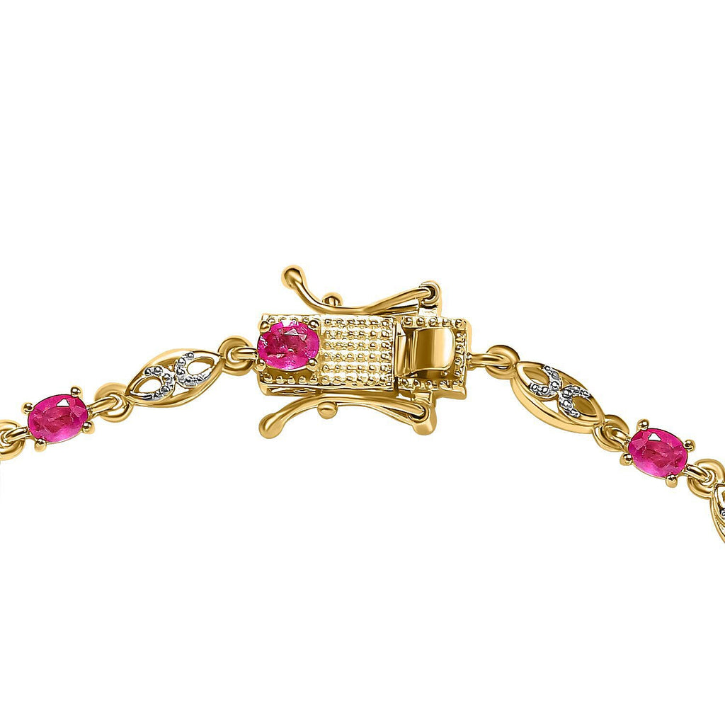 Burmese Ruby Bracelet (Size - 7.0) with GB Lock Box in 18K Vermeil Yellow Gold Plated Sterling Silver 2.35 Ct