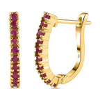 African Ruby Hoop Earrings in 18K Vermeil Gold Plated Sterling Silver