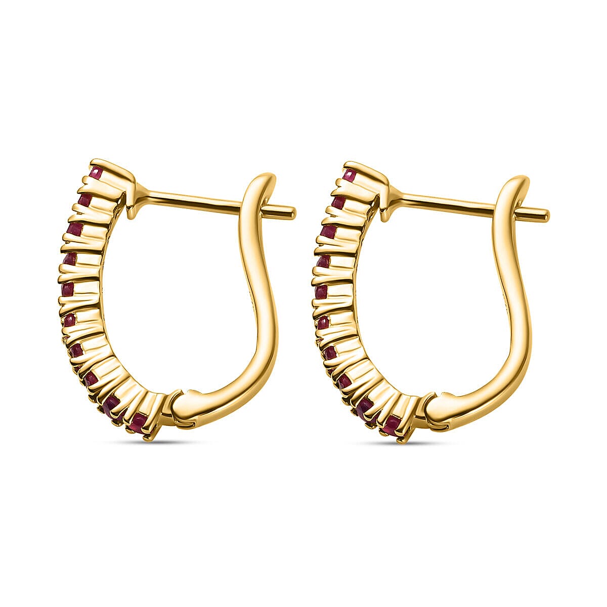 Ruby J Hoop Half Hoop Earring (With Clasp) in 18K Vermeil Yellow Gold Plated Sterling Silver 7199594 3