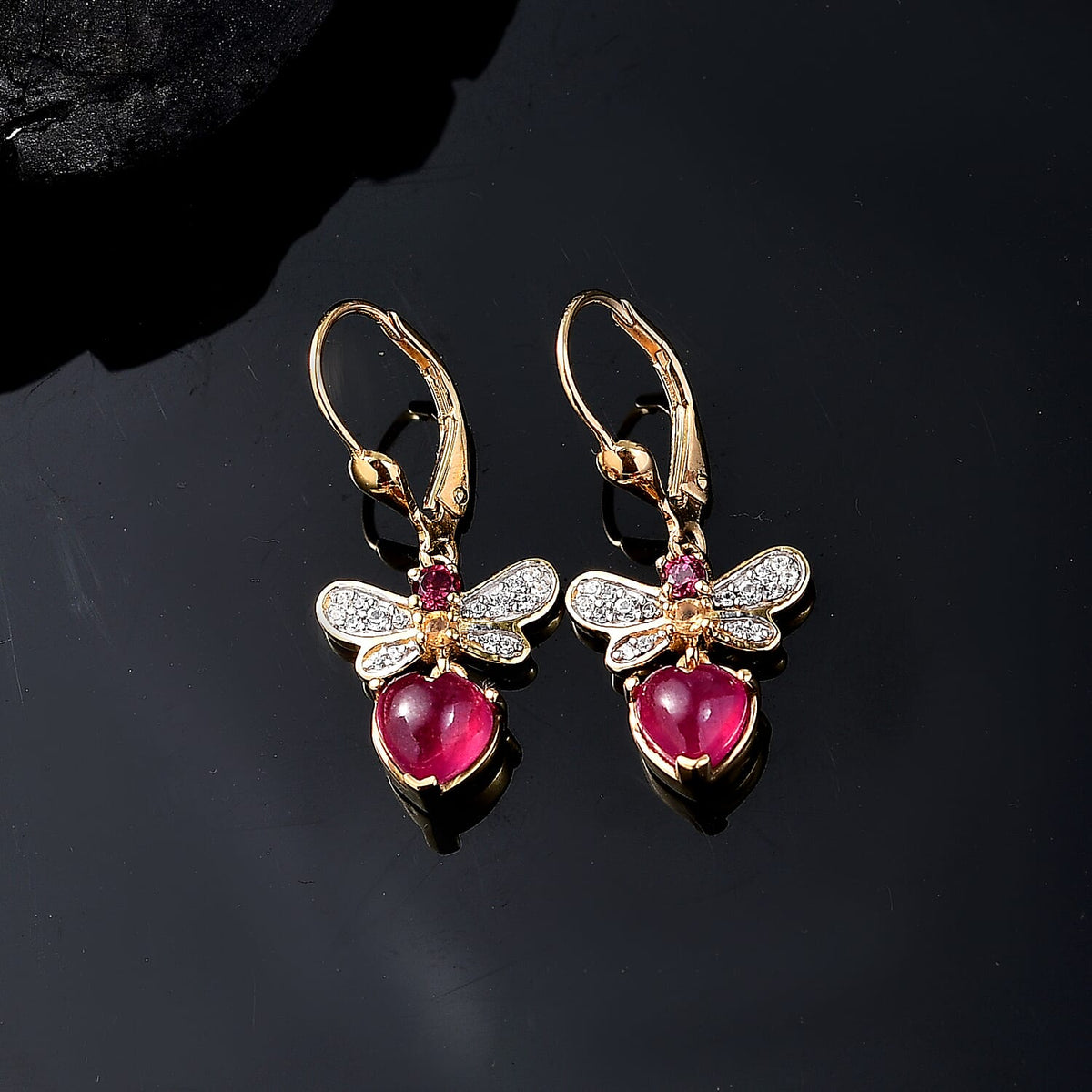 GP Italian Garden Collection - Ruby &amp; Multi Gemstones Earring with Lever Back in 18K Vermeil Yellow Gold Plated Sterling Silver 3.70 Ct. 8037290 1