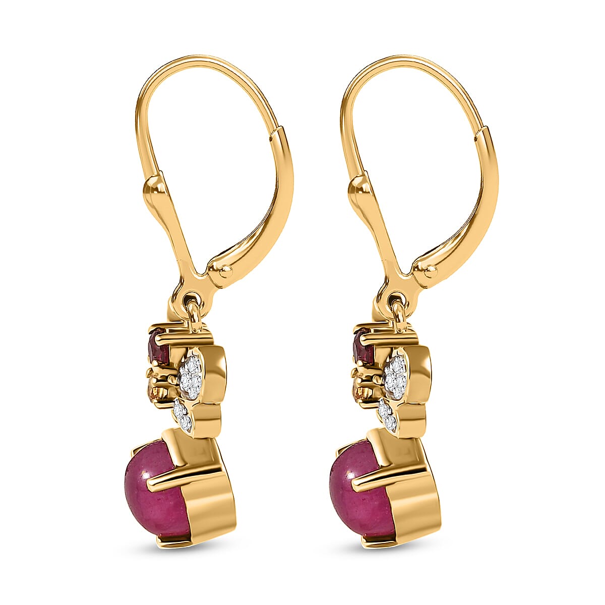 GP Italian Garden Collection - Ruby &amp; Multi Gemstones Earring with Lever Back in 18K Vermeil Yellow Gold Plated Sterling Silver 3.70 Ct. 8037290 3
