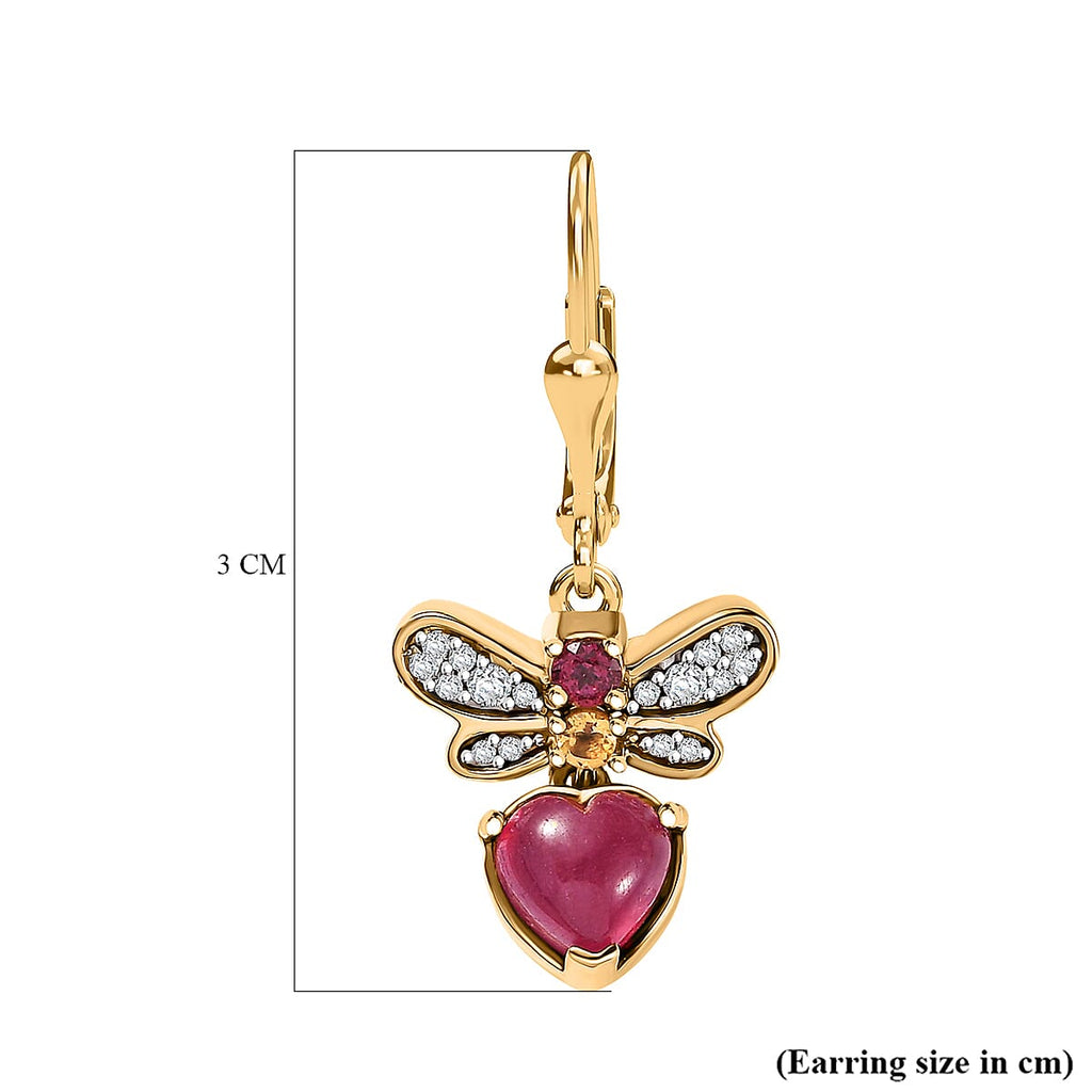 GP Italian Garden Collection - Ruby & Multi Gemstones Earring with Lever Back in 18K Vermeil Yellow Gold Plated Sterling Silver 3.70 Ct.