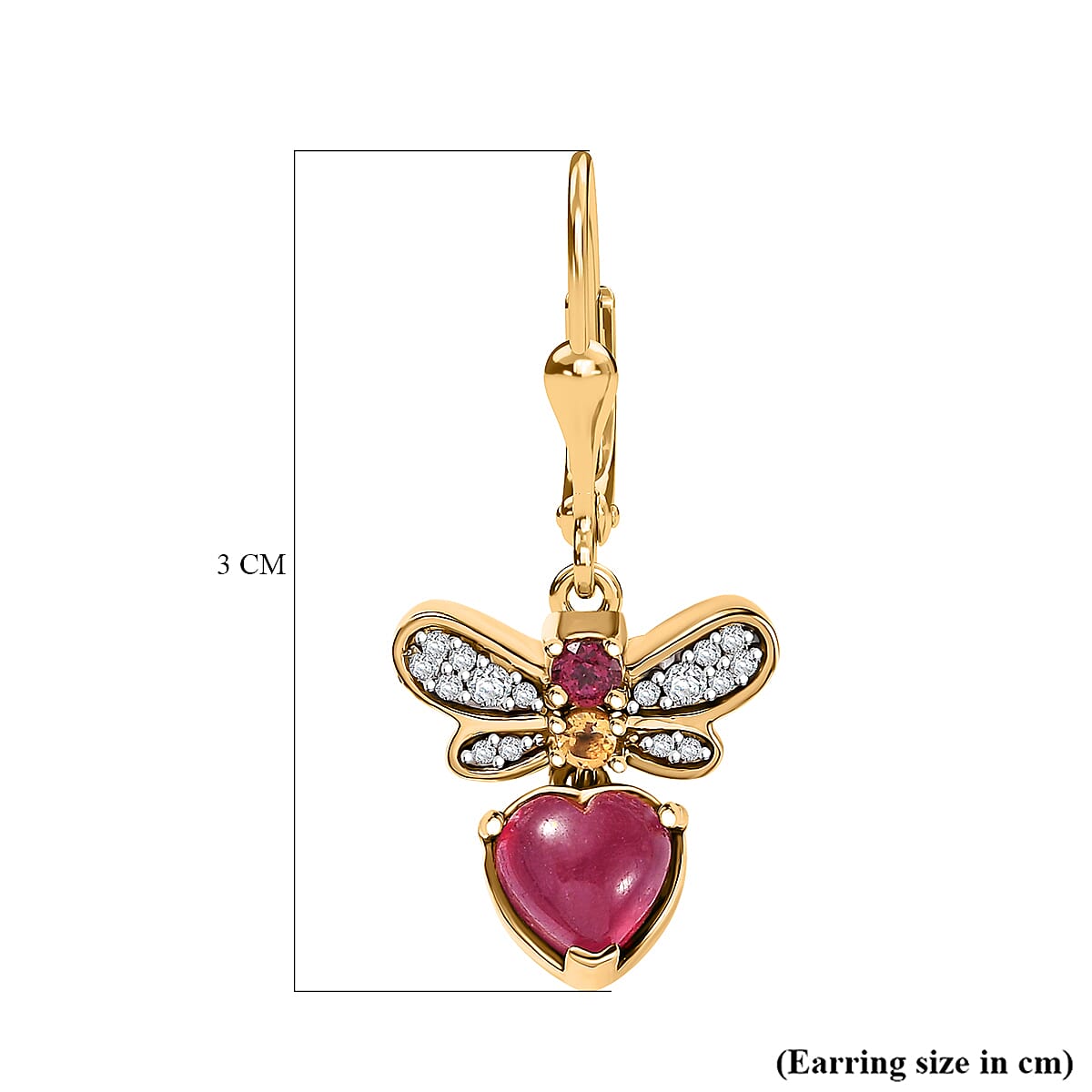 GP Italian Garden Collection - Ruby &amp; Multi Gemstones Earring with Lever Back in 18K Vermeil Yellow Gold Plated Sterling Silver 3.70 Ct. 8037290 4