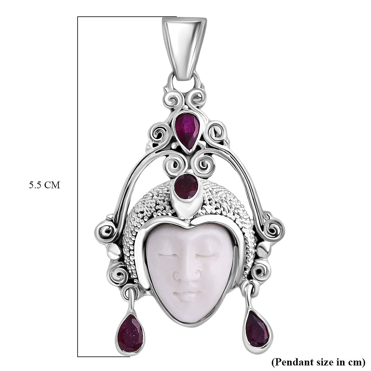 Ruby &amp; Ox Bone Statement Pendant Sterling Silver 8.56 Ct, Silver Wt. 12.50 Gms. 8216645 5
