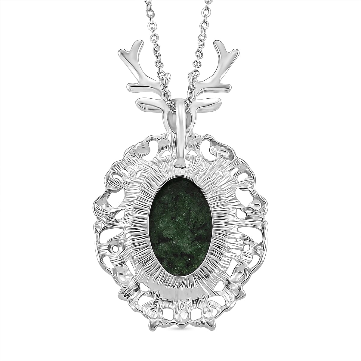 Ruby Quartzite Solitaire Pendant with Chain (Size 20-2 Ext) in Silver Tone 40.00 Ct.(36x32) 4426086 5
