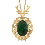 Ruby Quartzite Solitaire Pendant with Chain (Size 20-2 Ext) in Yellow Gold Tone 40.00 Ct.