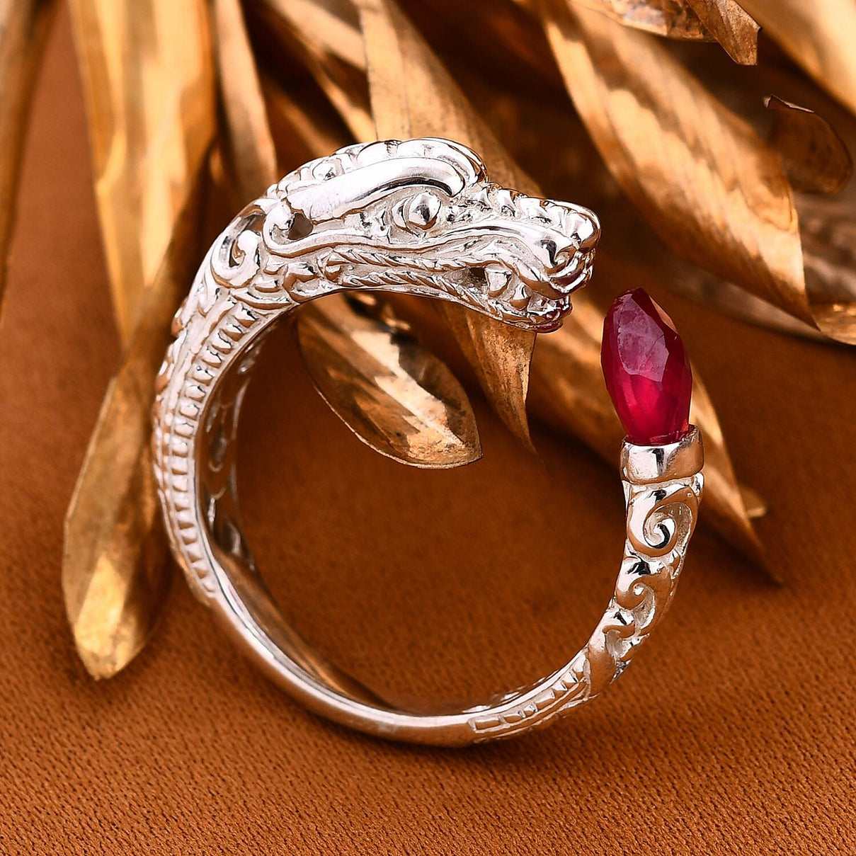 Royal Bali Collection - Ruby Dragon Ring in Sterling Silver 7821632 1