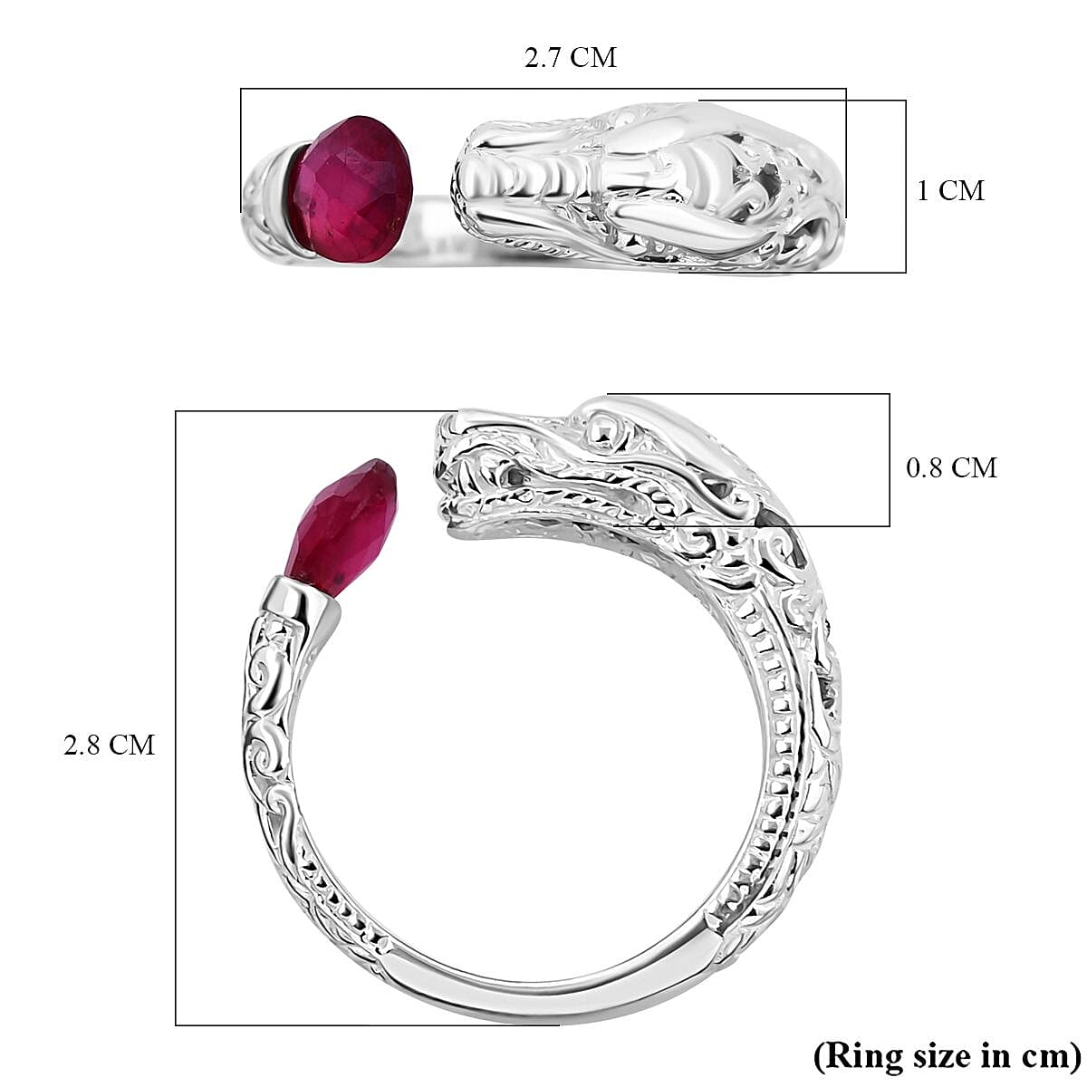 Royal Bali Collection - Ruby Dragon Ring in Sterling Silver 7821632 5