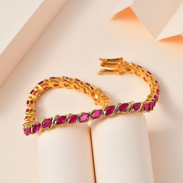 Ruby Tennis Bracelet in 18K Gold Vermeil Sterling Silver, Size 7.5 7723252 2