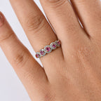 Natural Unheated Ruby & White Zircon Ring in 18K Vermeil Yellow Gold Plated Sterling Silver