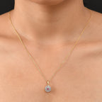Natural Unheated Ruby & White Zircon Pendant with Chain (Size 20) in 18K Vermeil Yellow Gold Plated Sterling Silver