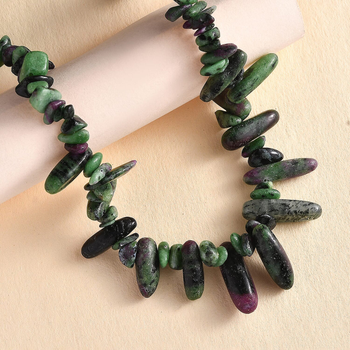Ruby Zoisite  Necklace (Size - 20) in Rhodium Pure Yellow Brass 300.00 ct. 7857696 2