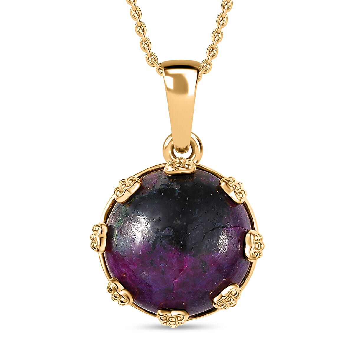 EverTrue Ruby Zoisite Pendant with Chain (Size 20) in Yellow Gold Plated 16.97 Ct. 4427946 0